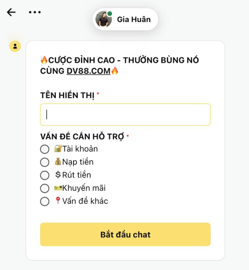 Hỗ trợ qua chat trực tiếp